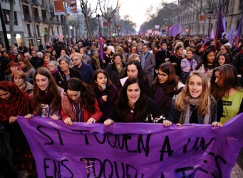 Imagen de una manifestación del 8M en Barcelona
