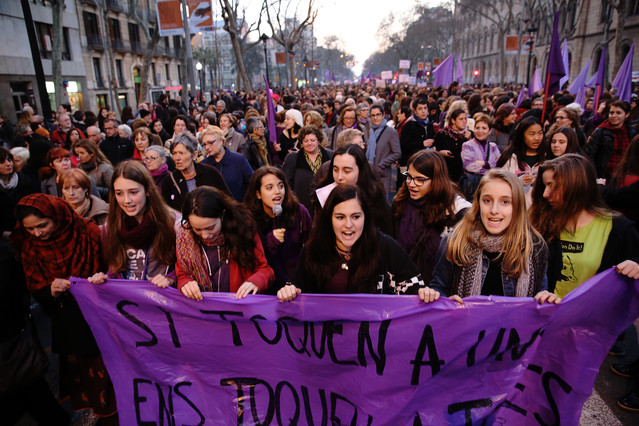 Imagen de una manifestación del 8M en Barcelona