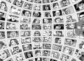 mosaico de retratos de personas