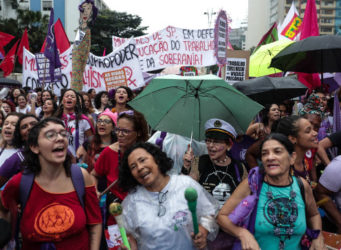 Imagen de una concentración el 8M en Sao Paulo