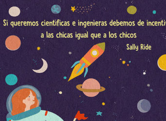 Ilustración con una astronauta y un texto