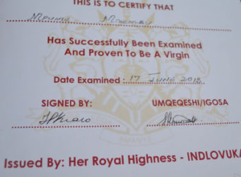 imagen de un certificado de virginidad en inglés