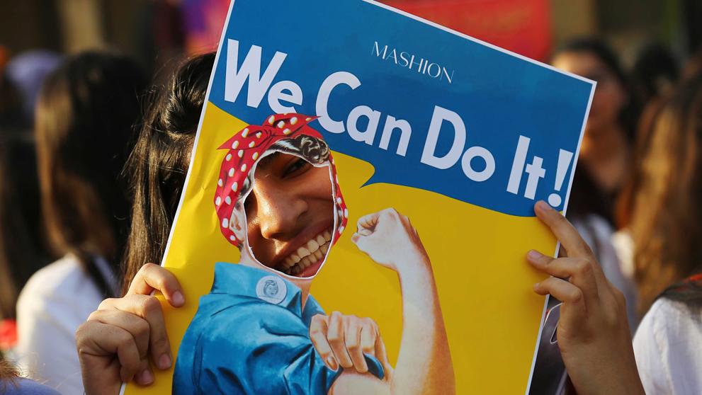 Imagen de una pancarta con el texto  We can do it