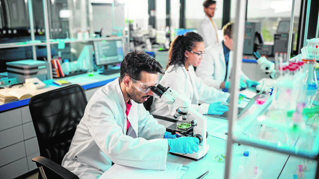 jóvenes trabajando en un laboratorio
