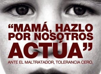 cartel institucional contra el maltrato con la imagen de un niño