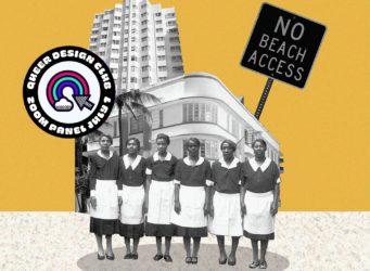 un grupo de sirvientas negras delante de un hotel